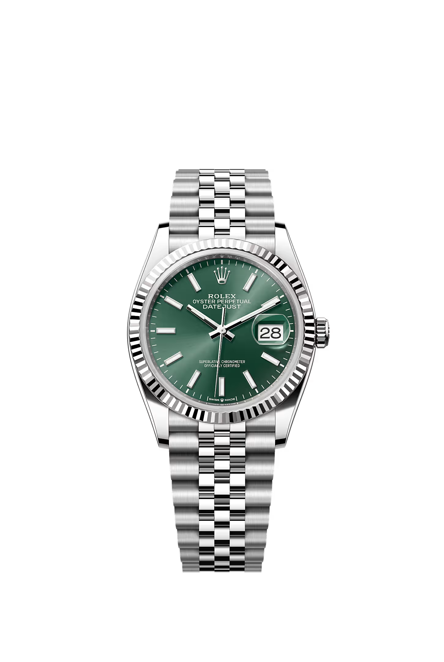 Orologio di lusso in acciaio con quadrante verde